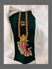 Jadau Lakshmi In Tiger Nail Pendant with Pearls - KN00191