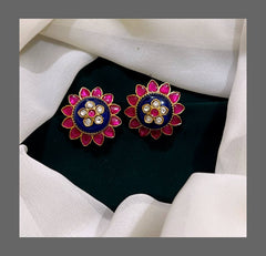 Jadau Pink and Blue Studs - KE00206