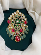 Ruby and White Stone Pendent in Kundan - KP00107