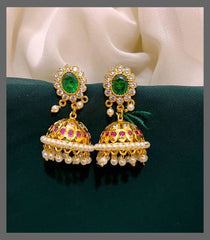 Beautiful Jhumki With Small White Pearl - NE00375
