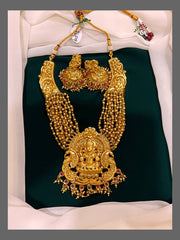 Beautiful Gold Bead Necklace With Lakshmi In Nakshi - NN00306