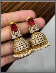 Beautiful Stone Jhumki In Nakshi - NE00433