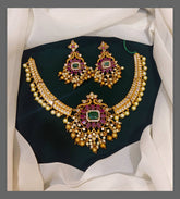 Beautiful Peacock Necklace With pearls In Nakshi - NN00358