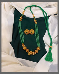 Green and Gold Beads Necklace - PB00115