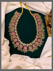 Beautiful Flower and Dew Drops Kundan Haram - KH00300
