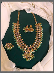 Mango and Flower Double Layer Haram In Nakshi With Maang Tikka - NH00272