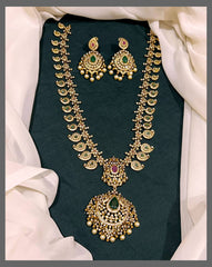 Mango Haram with Flower Pendent in Nakshi - NH00286