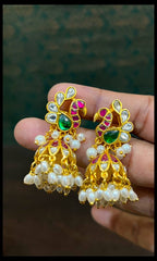 Jadau Peacock Jhumki - KE00567