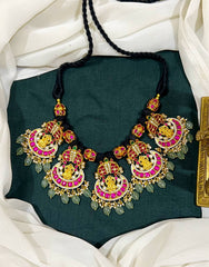 Lakshmi Jadau Pendant With Black Dori - BD00148