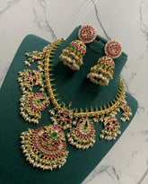 Jadau Guttipusalu Necklace With Beautiful Jhumkis - KN00614