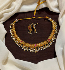 Kante Set With Pota Stone And Rice Pearls - NN00188