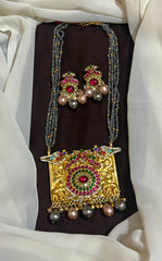 Beads Haram With Jadau Fusion Pendant - PB00631