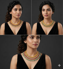 Jadau Double Leaf Necklace in Gold Polish - KN00590