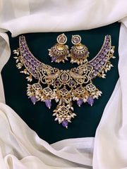 Elegant Peacock purple stone in Victorian Necklace -VN0043