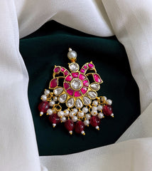 Double Head Ruby Peacock pendent in Kundan - KP0059