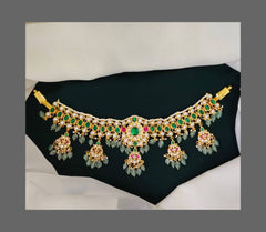 Emerald Choker with Chandbali Hanging in Kundan -KN00202