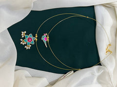 Turkish blue color Double layer Necklace in Kundan - KN00253