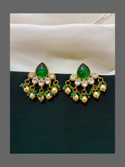 Emerald Kundan Gold Finish Ear Stud - KE00230