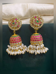 Peacock Jadau Rice Pearls Jhumki - KE00234