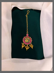 Peacock Maang Tikka With Gold Pearl - HA0055