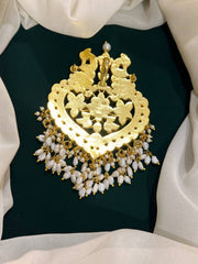 Beautiful Peacock Kundan Pendent With Rice Pearl - KP00129