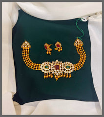 Beautiful Necklace With gold Pearl In Nakshi - NN00375