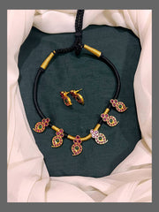 Kempu Mango Pendent With Black Dori - BD0073