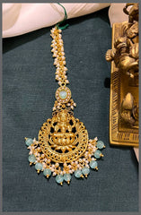 Lakshmi with White Pearl Maang tikka in Kundan - HA00171