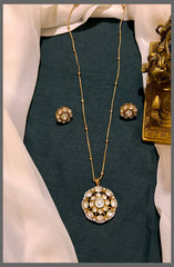 White Stone Flower Pendat with Victorian Necklace - VN00162