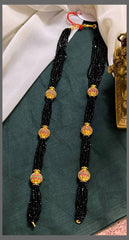 Black Pearl with sides Golden Beads Haram with Hook to use Pendant - PB00444