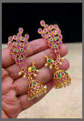 Peacock Jhumki In Nakshi - NE00585