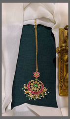 Flower Stone and Chandbali Maang Tikka - HA00175