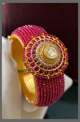 Ruby Pearl Bangle in Kundan - BG00252