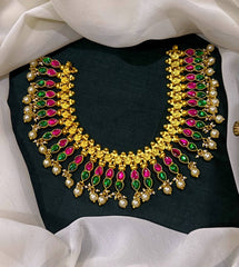 Jadau Double Leaf Necklace in Gold Polish - KN00590