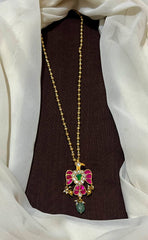 Simple Round Ball Chain With Jadau Cute Gandaberunda Pendant - KH0016