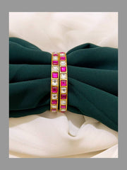 Ruby And White Jadau Bangles - BG0014
