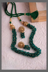 Emerald Semiprecious Beads Neckpeice with Earrings - NN00165
