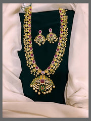 Beautiful Flower and Peacock Haram In Nakshi - NH00218