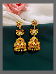 Multicolour Flower Jhumki In Nakshi - NE00390