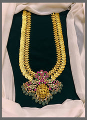 Beautiful Kasu Lakshmi Haram With Flower In Kundan - KH00265