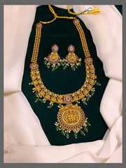 Beautiful Small Lakshmi Haram with Lakshmi Pendent in Nakshi - NH00249