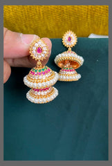 Double Layer Pearl Jhumki - NE00504