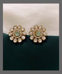 White Stone Flower Stud In Victorian - VE00165