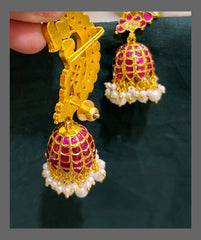 Beautiful Multi colour Ear Cuff with Jhumki in Kundan -KE00492