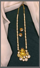 Lord Ganesh Pendant with Mossanite Haram in Kundan - KH00323