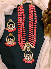 Beautiful 3 Layer Pearl Haram with Peacock Pendant - PB00388