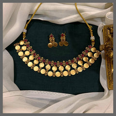 Double Layer Kaasu Necklace in Nakshi - NN00755