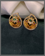 White Stone Mango with-in Star Earring in Nakshi - NE00609