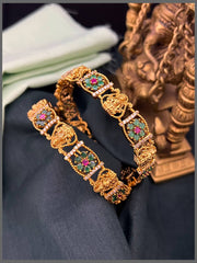 Lakshmi and Flower Banglesin Kundan - BG00521