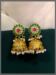 Jadau Bottu Jhumki With Screw - KE00403